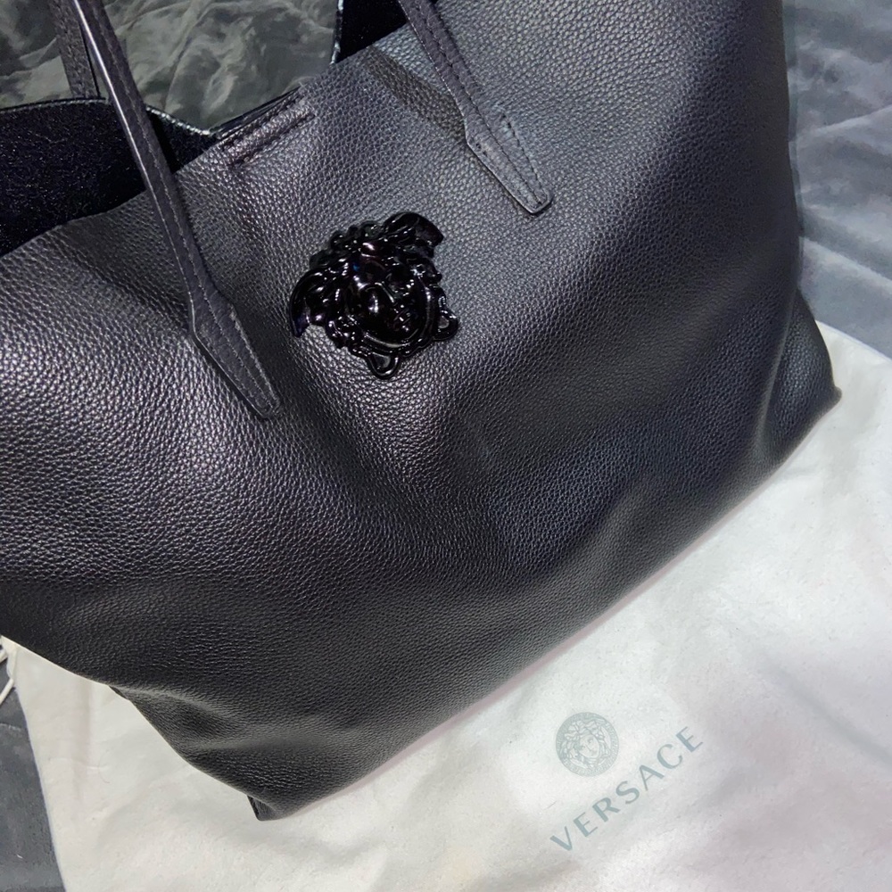 versace calfskin leather palazzo tote